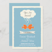 Beach Weddenschap Uitnodiging met zogende vis (Voorkant / Achterkant)