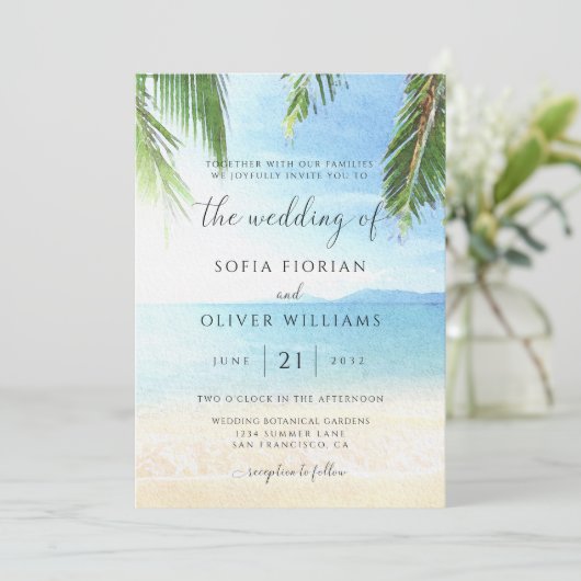 Beach Weddenschap van Palm Tree Tropical Island Kaart (Staand voorkant)