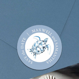 Beach Weddenschap Waterverf Zee Turtle Blue Ronde Sticker