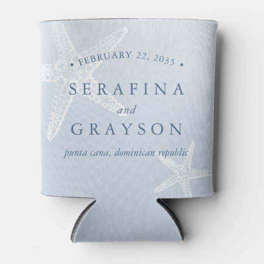  Beach Weddenschap White Starfish Blue Favor Blikjeskoeler (Voorkant)