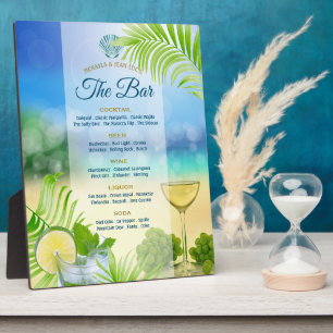 Beach Weddenschap Wine Palm Open Bar Menu Fotoplaat