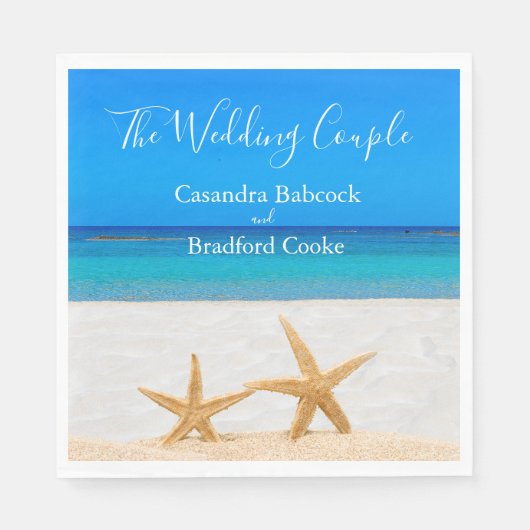 Beach Wedding 2 Starfish in Sand Wedding Servet (Voorkant)