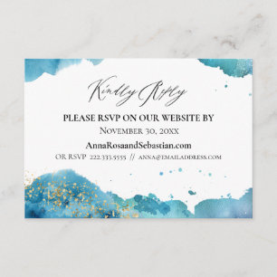 *~* Beach Wedding Abstract Wave Website RSVP Informatiekaartje
