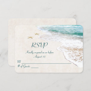 Beach Wedding and starfish RSVP Kaart