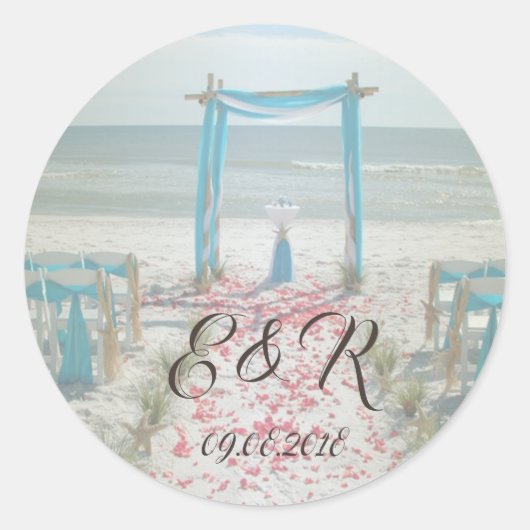 Beach Wedding Arbor Ronde Sticker (Voorkant)