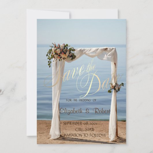 Beach Wedding Arch Floral Save the Date (Voorkant)
