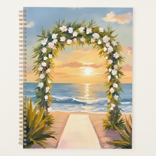 Beach Wedding Arch Floral Watercolor Planner (Voorkant)