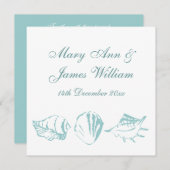 Beach Wedding Blue Seashells Kaart (Voorkant / Achterkant)