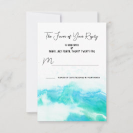 Beach Wedding Blue Waves RSVP Response Kaart