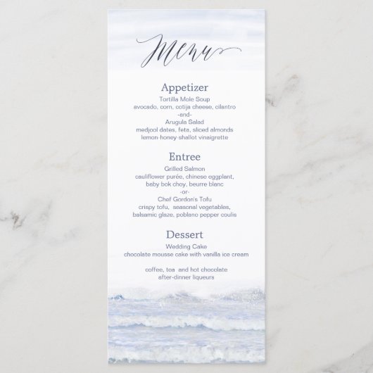 Beach Wedding, Blue White Waterverf Wedding Programma (Voorkant)