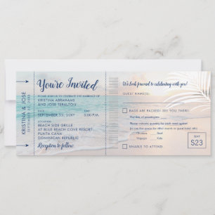 Beach Wedding Boarding Pass All-in-One uitnodiging