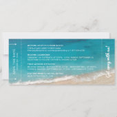 Beach Wedding Boarding Pass Moody Blauwgroen Ocean Save The Date (Achterkant)
