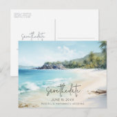 Beach Wedding Budget sparen de Datum Aankondigingskaart (Voorkant / Achterkant)