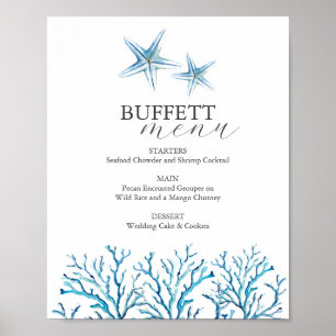 Beach Wedding Buffett Sign Waterverf Starfish Poster