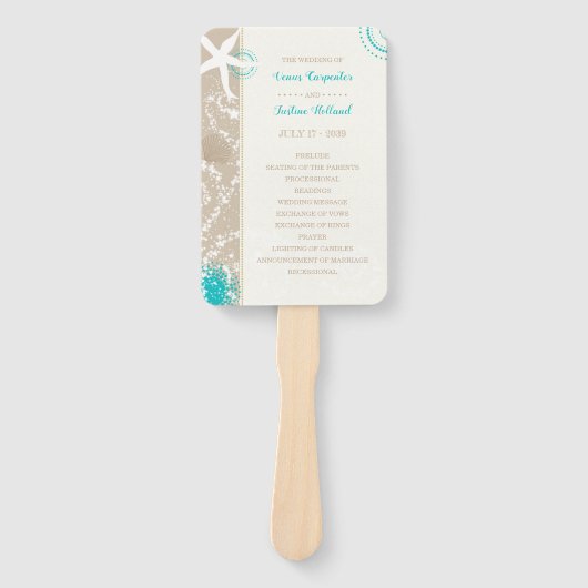 Beach Wedding Celebration Program Handwaaier (Voorkant)