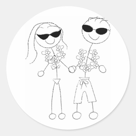 Beach Wedding Couple Ronde Sticker (Voorkant)