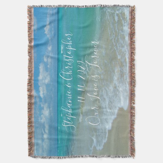 Beach Wedding Custom Personalized Pas getrouwd Deken (Voorkant Verticaal)