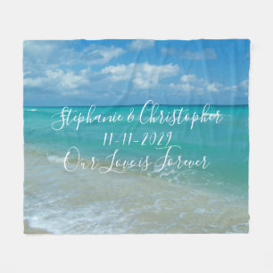 Beach Wedding Custom Personalized Pas getrouwd Fleece Deken