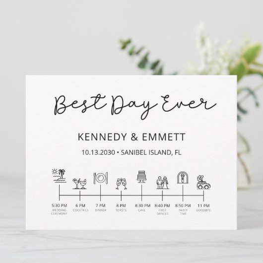 Beach Wedding Day Timeline Programma (Staand voorkant)