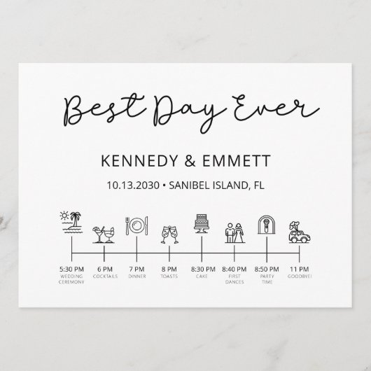 Beach Wedding Day Timeline Programma (Voorkant)