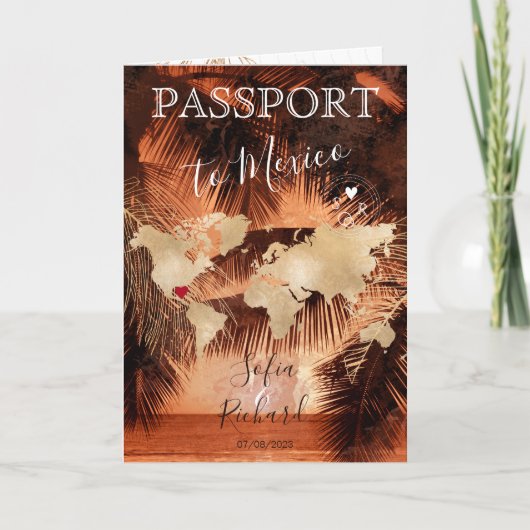 Beach Wedding Destination Passport Carte du monde  (Devant)