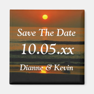 Beach Wedding Destination Sunset Photo Save Date M Magneet