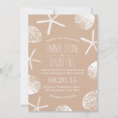 Beach Wedding Elegant Neutral Starfish Sand Dollar Kaart (Voorkant)