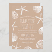 Beach Wedding Elegant Neutral Starfish Sand Dollar Kaart (Voorkant / Achterkant)