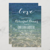 Beach Wedding Elegant Script Love Rehearsal Dinner Kaart (Voorkant / Achterkant)
