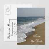 Beach Wedding Enregistrer la date Annonce Carte po (Devant / Derrière)