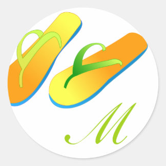 Beach Wedding Favor Stickers Teenslippers Monogram