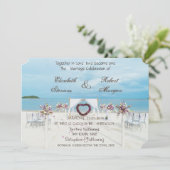 Beach Wedding Floral Arbor uitnodiging (Staand voorkant)