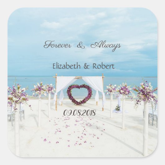 Beach Wedding Floral Arbor Vierkante Sticker (Voorkant)