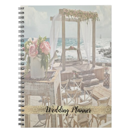 Beach Wedding Floral Retro Arbor, Lace Notitieboek (Voorkant)