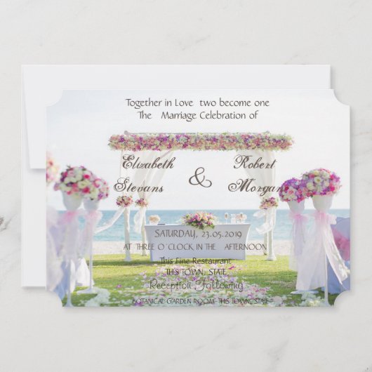 Beach Wedding Floral Uitnodiging (Voorkant)