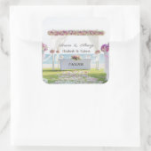 Beach Wedding Floral Vierkante Sticker (Tas)