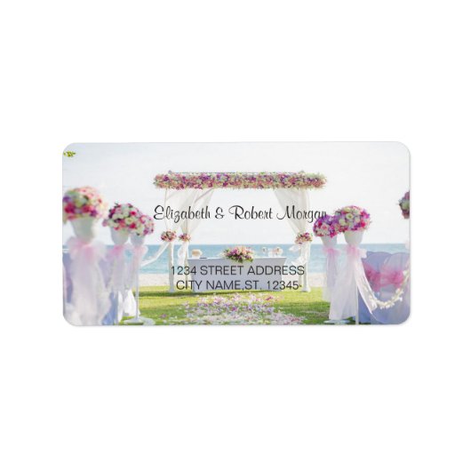 Beach Wedding Floral Wedding Label (Voorkant)