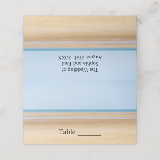 Beach Wedding Folded Place Cards (Buitenkant ongevouwen)