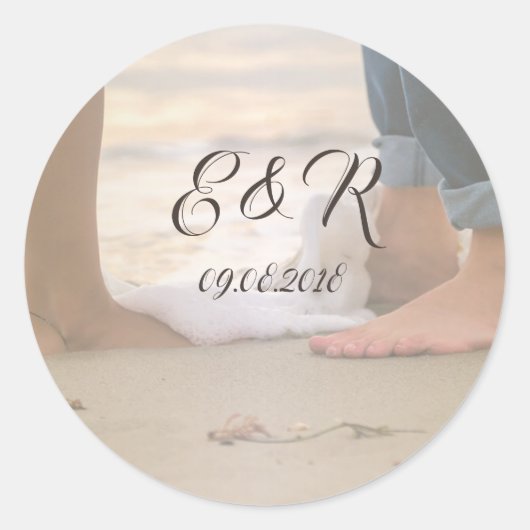 Beach Wedding, Foots Ronde Sticker (Voorkant)