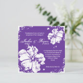 Beach Wedding Grunge Hibiscus Paars Kaart (Staand voorkant)