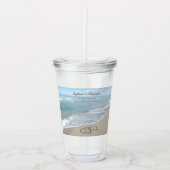 Beach Wedding Hearts in de zand Elegant Acryl Drinkbeker (Voorkant)