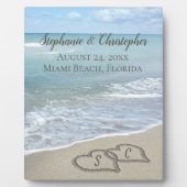 Beach Wedding Hearts in de zand Elegant Fotoplaat (Voorkant)
