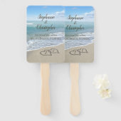 Beach Wedding Hearts in de zand Elegant Handwaaier (Voorkant en achterkant)