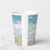 Beach Wedding Hearts in de zand Elegant Papieren Bekers (Links)