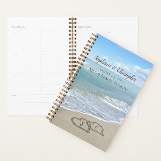 Beach Wedding Hearts in de zand Elegant Planner (Display)
