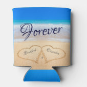 Beach Wedding Hearts in Sand Guest Keepomwille Blikjeskoeler (Achterkant)