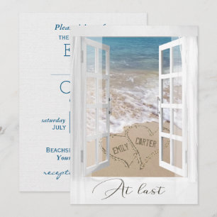 Beach Wedding Hearts met Namen in venster Kaart