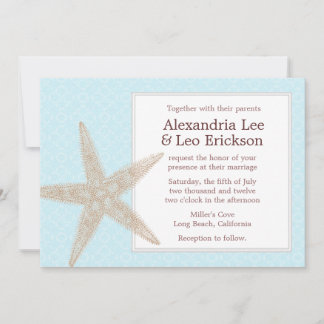 Beach Wedding Invitation - aqua floral Kaart