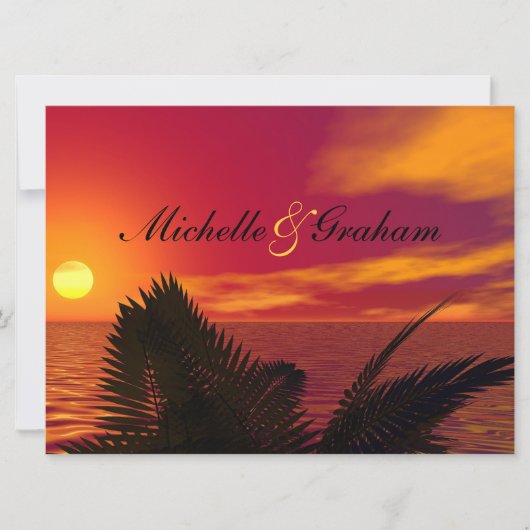 Beach Wedding Invitation at Sunrise Kaart (Voorkant)