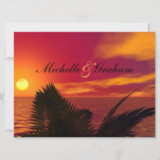 Beach Wedding Invitation at Sunrise Kaart